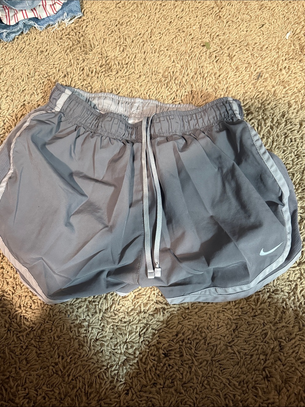 Nike Light Gray Women's Athletic Shorts with Drawstring